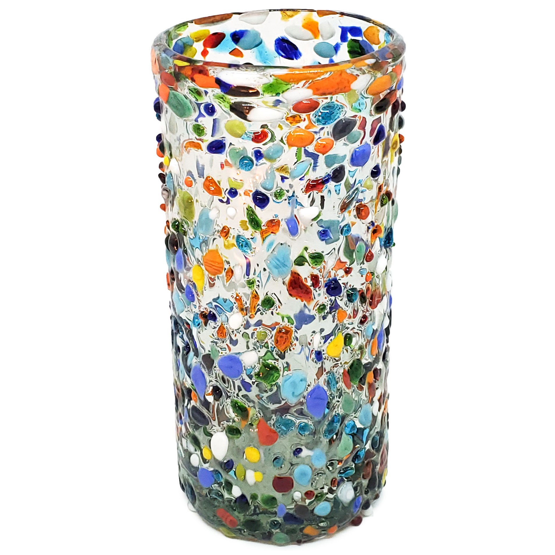MEXICAN GLASSWARE / Confetti Rocks 20 oz Tall Iced Tea Glasses (set of 6) / Let the spring come into your home with this colorful set of glasses. The multicolor glass rocks decoration makes them a standout in any place.